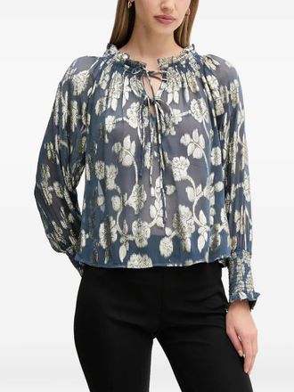 Hoss Intropia Top a fiori con ruches - Blu