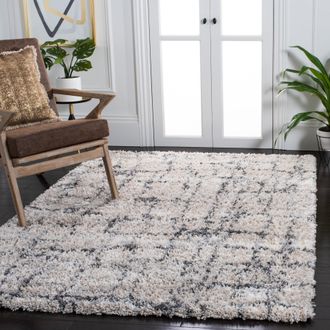 Safavieh Fontana Shag Area Rug, Ivory / Grey Modern Style Non-Shedding