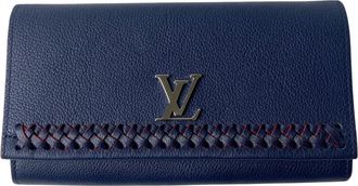 Louis Vuitton Navy Leather Long Wallet (Bi-Fold) (Pre-Owned)