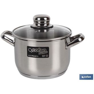 cofan Olla Inox Inducci&oacute;n.3,1 L Mod Polenta Tapa De Vidrio &Oslash;180 Mm