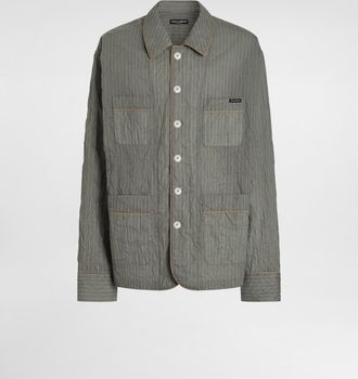 Dolce & Gabbana Crinkled Striped Linen-blend Vanity Shirt - Man Shirts Multi-colored 39