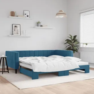 vidaXL Sof&aacute; Cama Nido Terciopelo Azul 100x200 Cm Vidaxl