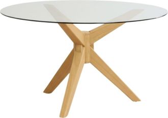 Wabi Home Mesa de comedor de madera maciza y cristal &oslash;135cm