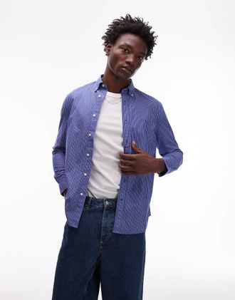 Tommy Hilfiger Camicia blu in popeline a righe