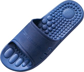 Generic Mens Breathable Massage Slippers Non Slip Soft Sole Comfortable Shoe For Indoor Home Bathroom Use (Blue, 7.5)