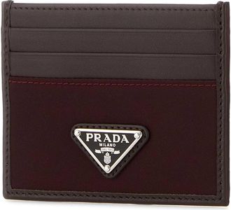 Prada Mens Dark Brown Leather Card Holder Bordeaux Portafogli Wallet