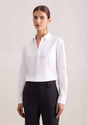 Seidensticker Hemdbluse SEIDENSTICKER Schwarze Rose, Damen, Gr. M38, wei&szlig;, 100% Baumwolle, unifarben, slim fit, ohne Ausschnitt, Blusen Hemdbluse, 1/1 Kragen Uni