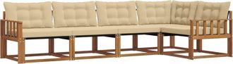 vidaXL Conjunto De Sof&aacute;s De Exterior 5 Uds. Natural Y Beige Vidaxl