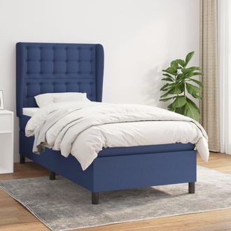 vidaXL Vidaxl - Cama Box Spring Con Colch&oacute;n Tela Azul 80x200 Cm