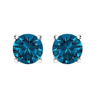 House of Brilliance 14K Gold 3.00 Cttw Blue Lab Grown Diamond Stud Earrings in White at Nordstrom