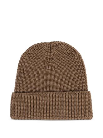 Hannes Roether ribbed beanie hat - Bruin