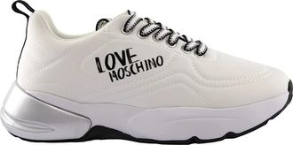 Love Moschino Witte Stoffen Sneakers - Dames - Sneakers - Wit - 40 EU - Schoenen