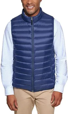 Club Room Puffer Vest Mens Navy Quilted Packable Full Zip Mock Neck UPS163