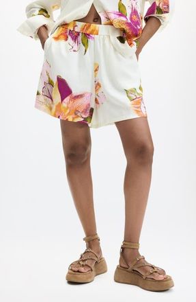 Desigual Floral Relaxed Shorts in Off White at Nordstrom, Size X-Small