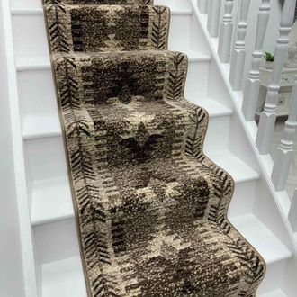 Runrug Stair Runner Carpet for Staircases - Soft & Comfy, 9mm - Native in Brown | Size: 60 cm x 510 cm