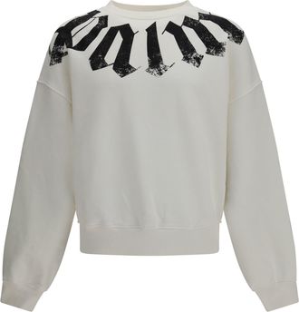 Palm Angels Mens Sweatshirt Big Neck Logo Off-White-Black Cotton Sweatshirts Off-white/black Sweater