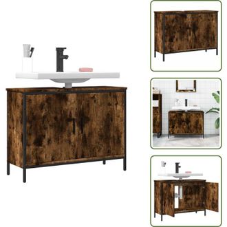 vidaXL Armadio con lavabo - vidaXL Mobile Lavabo Bagno Rovere Fumo 80x30x60 cm Legno Multistrato - Armadio in legno