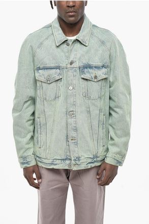 Palm Angels Giubbotto in Denim OVERDYE con Logo Ricamato taglia Xs