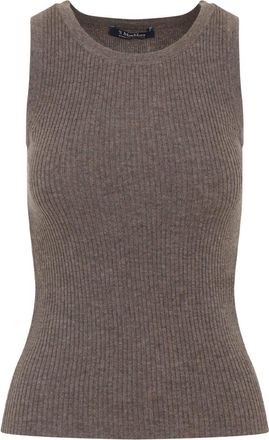 Max Mara Brown Cipro Wool And Cashmere Tank Top-Donna