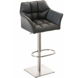 Clp Clp - Taburete De Bar Damaso Con Revestimiento De Polipiel Gris Acero Inoxidable