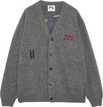 President's Hand Geborduurde Wol Vest - Heren - Vesten - Grijs - L - Wol - Truien & Vesten