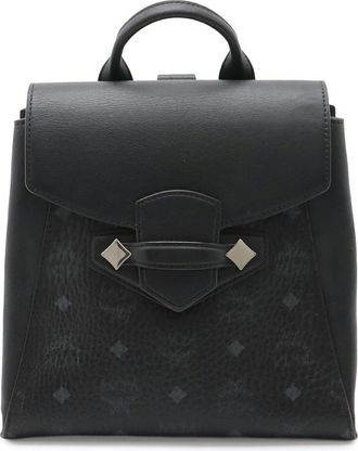 MCM Visetos Logo Backpack Coated Canvas Leather