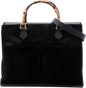 Gucci Pre-owned Suede Satchel - Dames - Vintage Shopper - Zwart - ONE Size - Leer - Vintage
