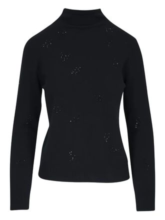 Kinross Cashmere eyelet high-neck top - Black