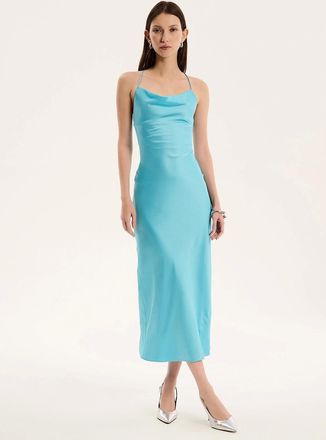 Omnes Womens Riviera Midi Dress in Turquoise - Blue - Size: 10