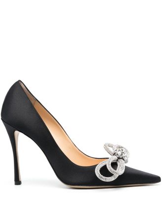 Mach & Mach Double Bow 95mm satin pumps - Black