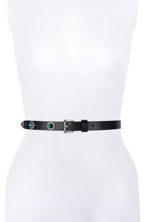 Kurt Geiger Jewel Stud Leather Belt in Black Rainbow Crys at Nordstrom, Size Medium