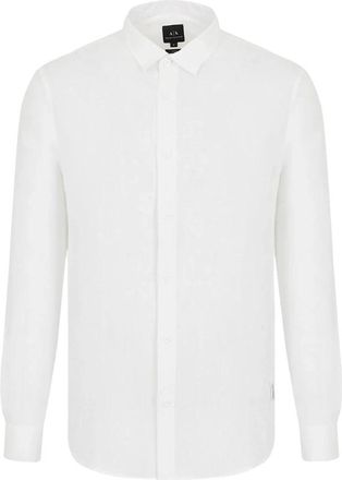 Emporio Armani Illusion Shirt - Heren - Casual Overhemden - Wit - 2XL - Linnen - Overhemden