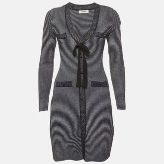 Sandro Blue Knit Fitted Mini Dress