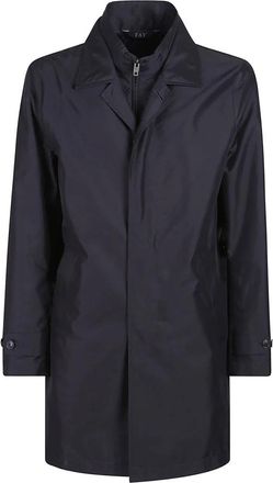 Fay Double Front Jas voor Ochtendstijl - Heren - Mantel - Zwart - L - Jassen