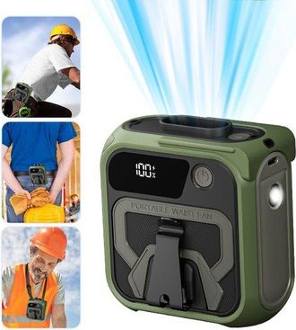 No Brand Ventilador Port&aacute;til Con Clip Para La Cintura, 5 Velocidades De Viento, Pantalla Led, Refrigeraci&oacute;n Manos Libres, Para Camping/actividades Al Aire Libr