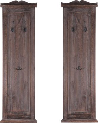 Hhg Hhg - Nunca Usado] Lote De 2 Percheros T33, Panel Perchero De Pared, Ganchos De Pared Madera 109x28x4cm, Marr&oacute;n Shabby