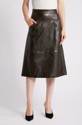 Kobi Halperin Rustic Faux Leather A-Line Skirt in Dark Brown at Nordstrom, Size 8