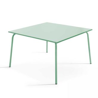 Oviala Mesa de comedor cuadrada de acero verde salvia de 120 cm