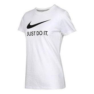 Nike (WMNS) Nike Chest Logo Pattern Loose Round Neck Short Sleeve T-shirt White CU1252-100