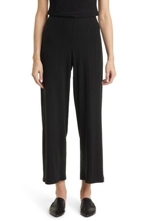 Eileen Fisher Pliss&eacute; Wide Leg Ankle Pants in Black at Nordstrom, Size 3X