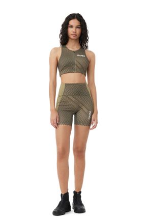 Ganni Green Active Ultra High Waist Shorts - Size XXS Recycled Nylon