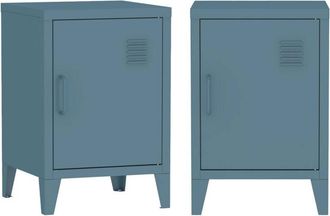 Sweeek Sweeek - Industrial bedside table 1 door (set of 2), Soho, Dark blue, 38x38x57 cm