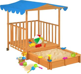vidaXL Vidaxl - Casa De Juegos Para Ni&ntilde;os Con Arenero Madera Abeto Azul Uv50