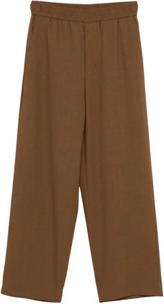 Ami Elastische wollen broek - Heren - Wijde Broeken - Bruin - M - Wol - Broeken