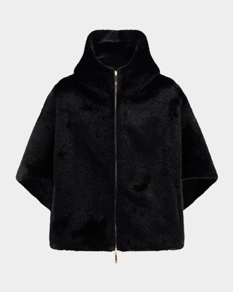 Gorski Faux-Fur Mink Short-Sleeve Hooded Jacket