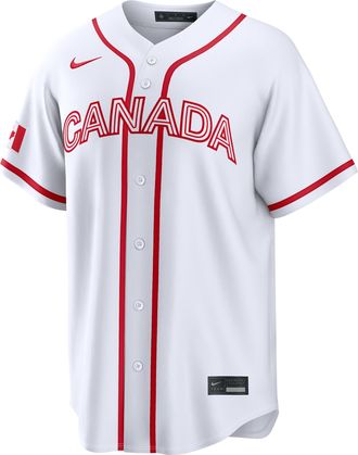 Nike Canada National Baseball Team 2026 World Baseball Classic Nike Mens Stadium Jersey in White | RE260GYWWBA-UFA