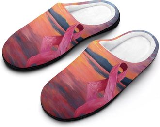 Generic Breast Cancer New Beginnings Mens Slippers House Slipper Anti-skid Sole Indoor Shoes Outdoor Comfort Cotton