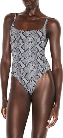SKIMS Fits Everybody Square Neck Bodysuit in Shadow Snake Print at Nordstrom, Size Xx-Small