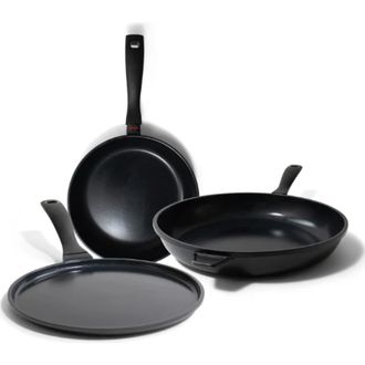 alva Energy 3-Piece Ceramic Nonstick Frying Pan Set in Black at Nordstrom