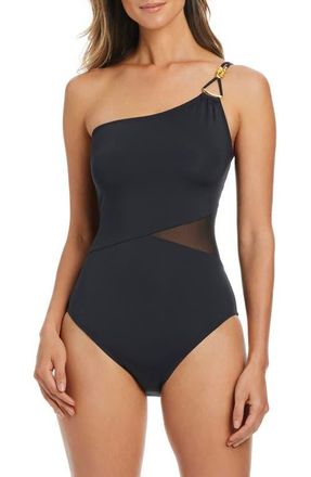 Bleu Rod Beattie Asymmetrical One-Shoulder One-Piece Swimsuit in Black at Nordstrom, Size 12